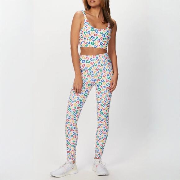 Beach Riot L Ayla High-Rise Legging Primary Leopard Workout Gym Crop Yoga Ribbed - Picture 9 of 16